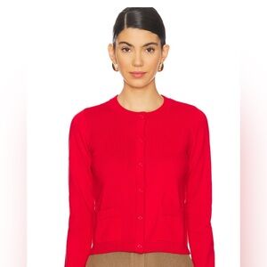 Red cardigan sweater